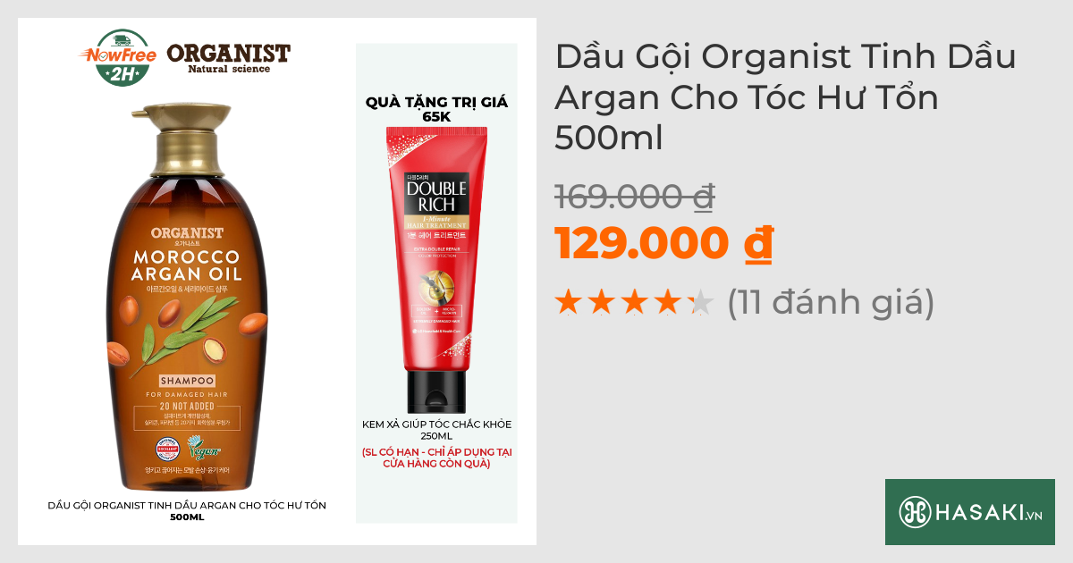 Dầu Gội Organist Tinh Dầu Argan Cho Tóc Hư Tổn 500ml