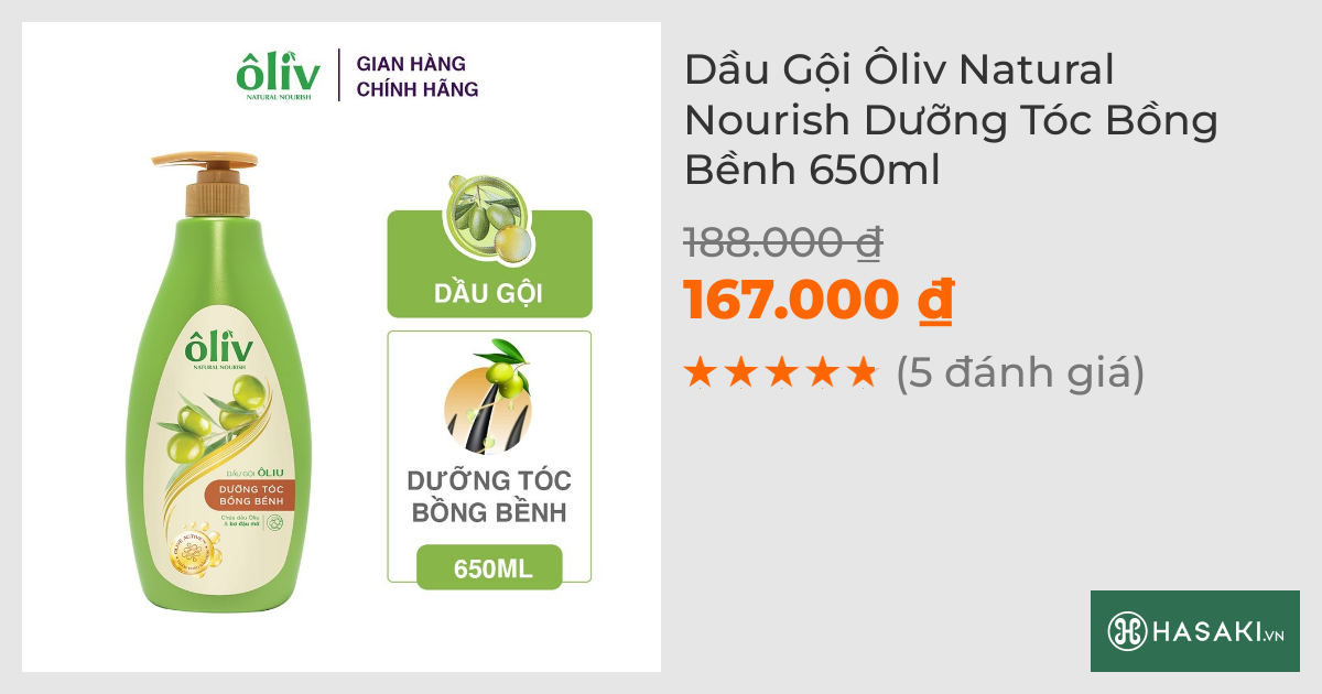 Dầu Gội Ôliv Natural Nourish Dưỡng Tóc Bồng Bềnh 650ml