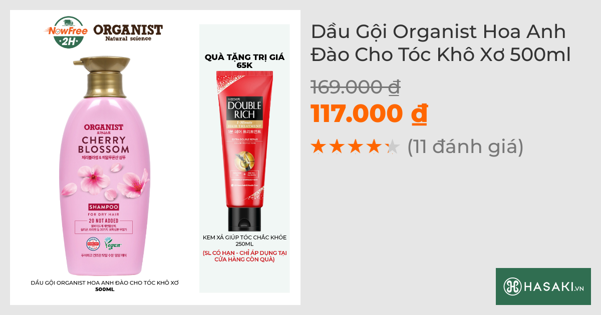 Dầu Gội Organist Hoa Anh Đào Cho Tóc Khô Xơ 500ml