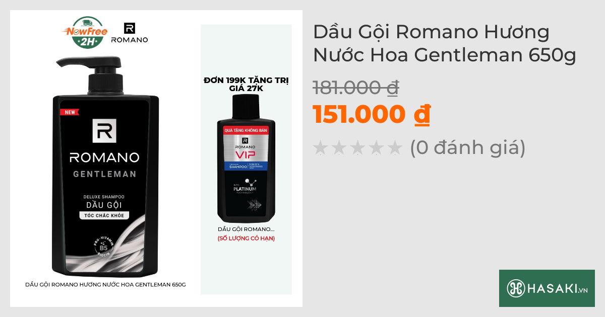 Dầu Gội Romano Hương Nước Hoa Gentleman 650g