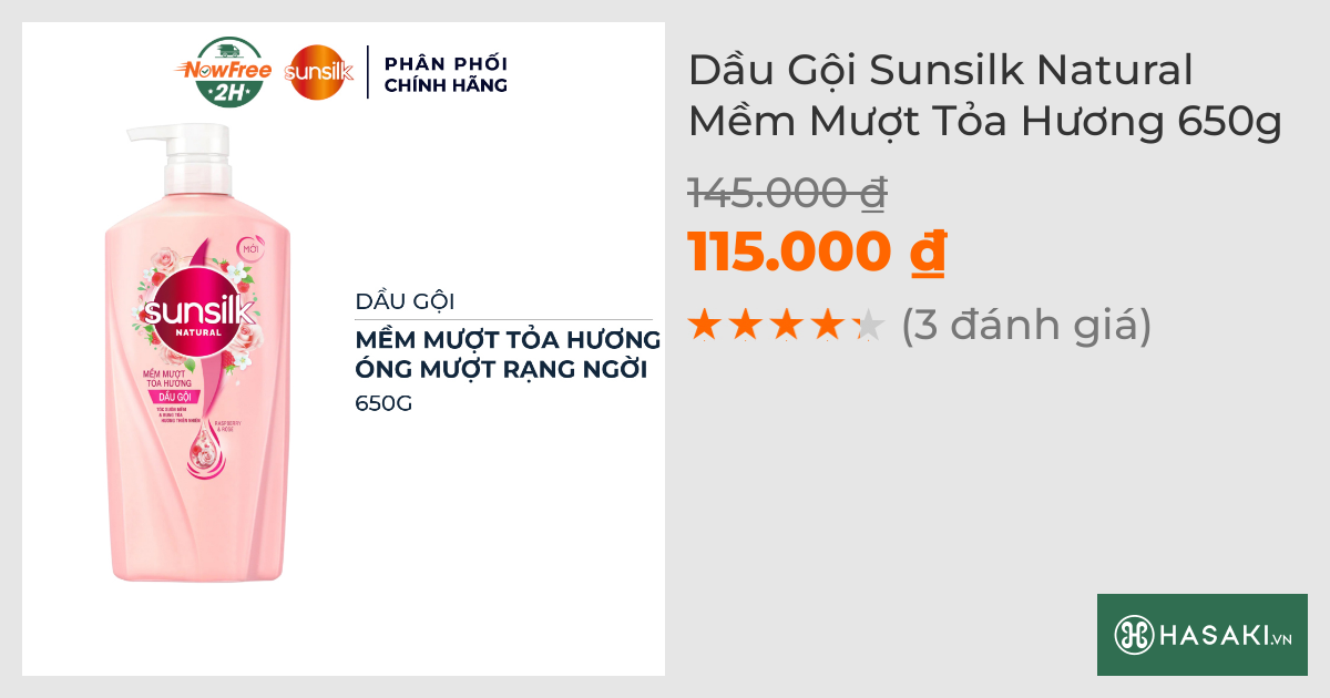 Dầu Gội Sunsilk Natural Mềm Mượt Tỏa Hương 650g