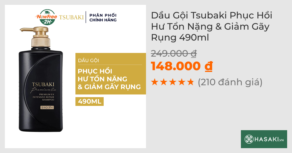 Dầu Gội Tsubaki Phục Hồi Hư Tổn Nặng & Giảm Gãy Rụng 490ml