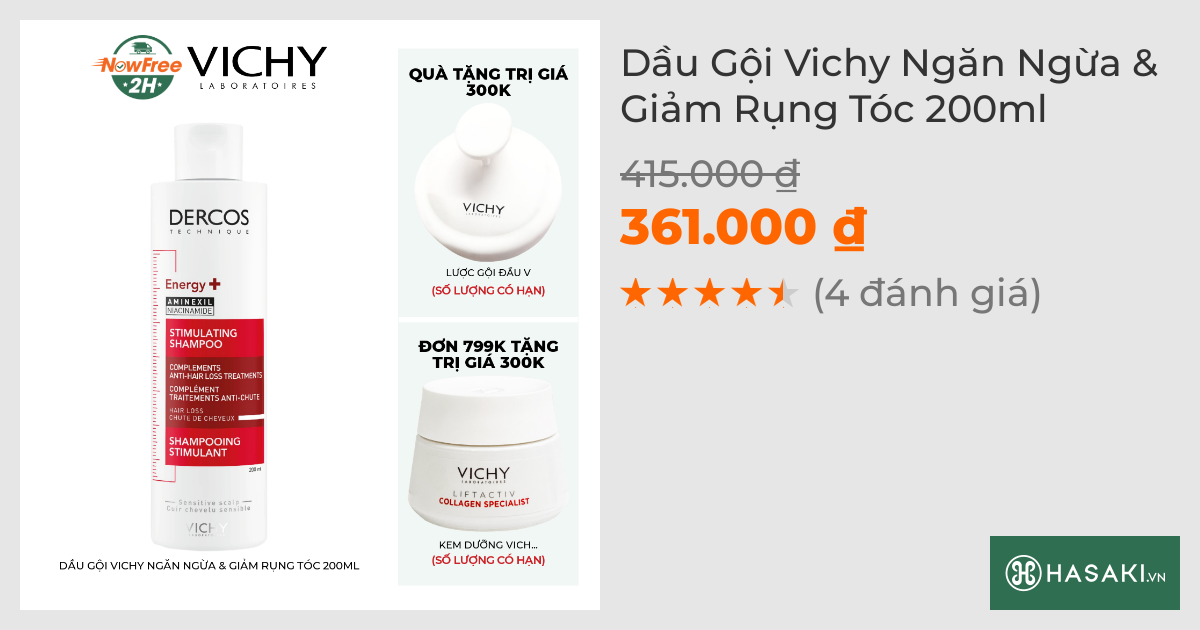 Dầu Gội Vichy Ngăn Ngừa & Giảm Rụng Tóc 200ml