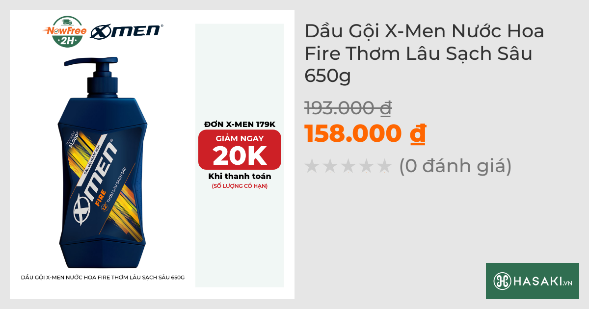 Dầu Gội X-Men Nước Hoa Fire Thơm Lâu Sạch Sâu 650g