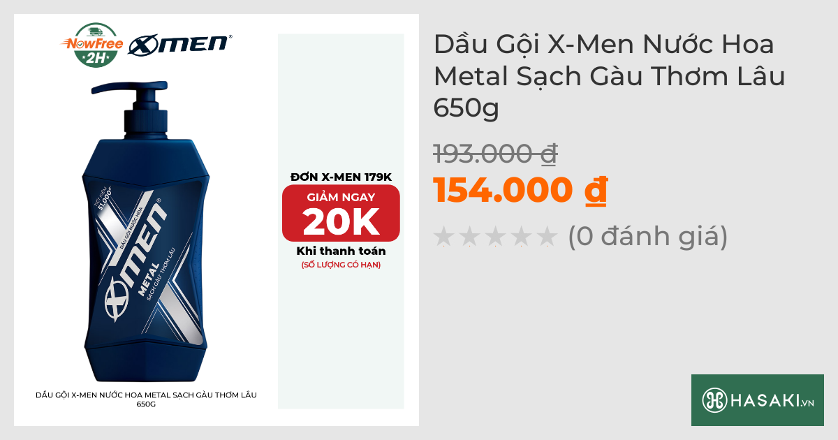 Dầu Gội X-Men Nước Hoa Metal Sạch Gàu Thơm Lâu 650g