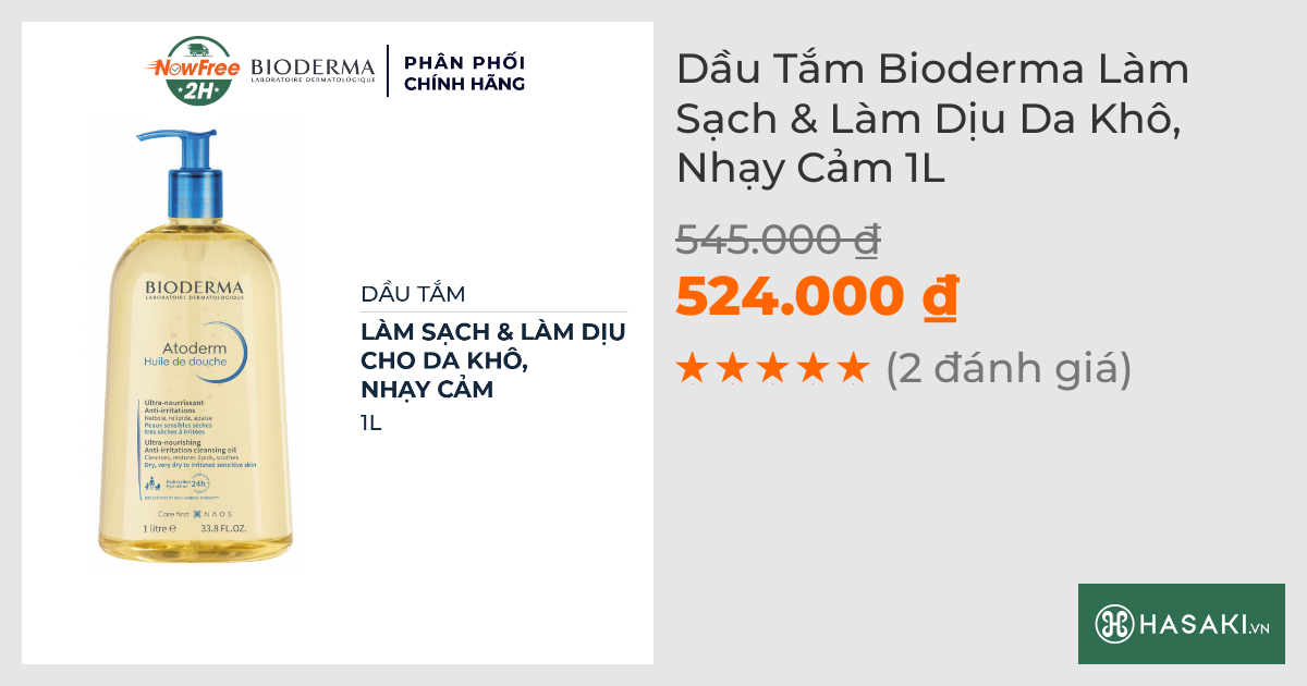 Dầu Tắm Bioderma Làm Sạch & Làm Dịu Da Khô, Nhạy Cảm 1L