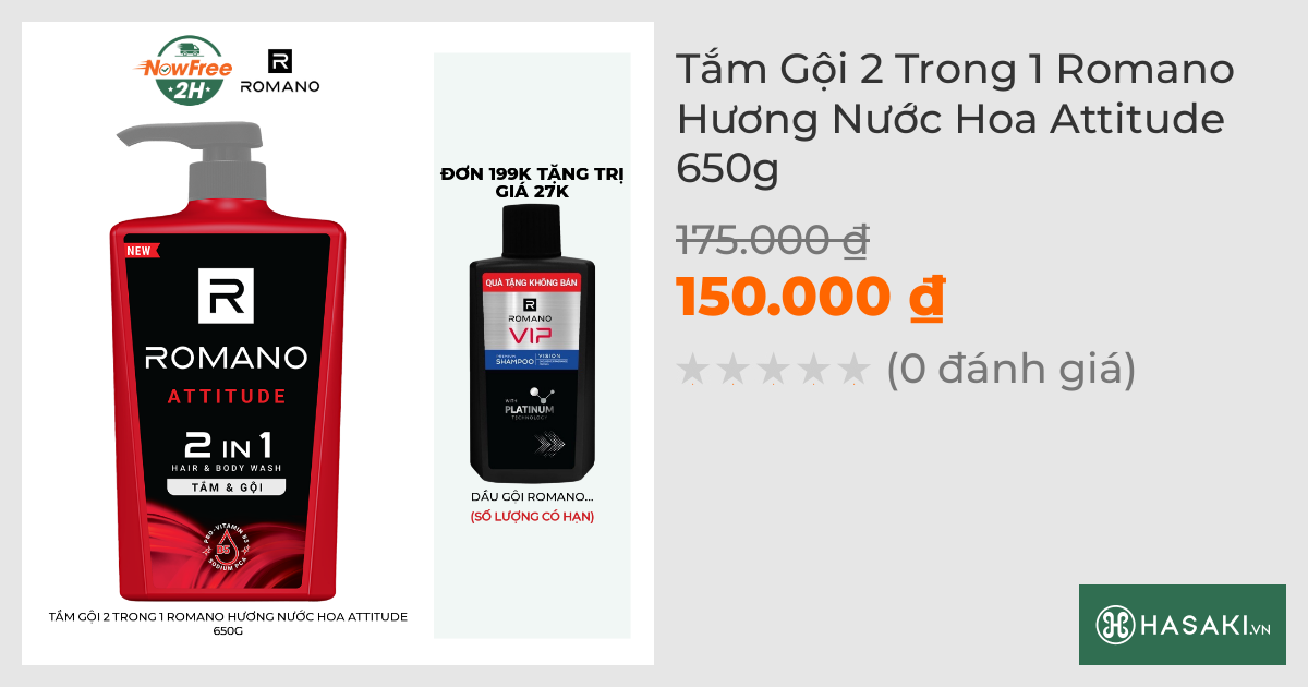 Tắm Gội 2 Trong 1 Romano Hương Nước Hoa Attitude 650g