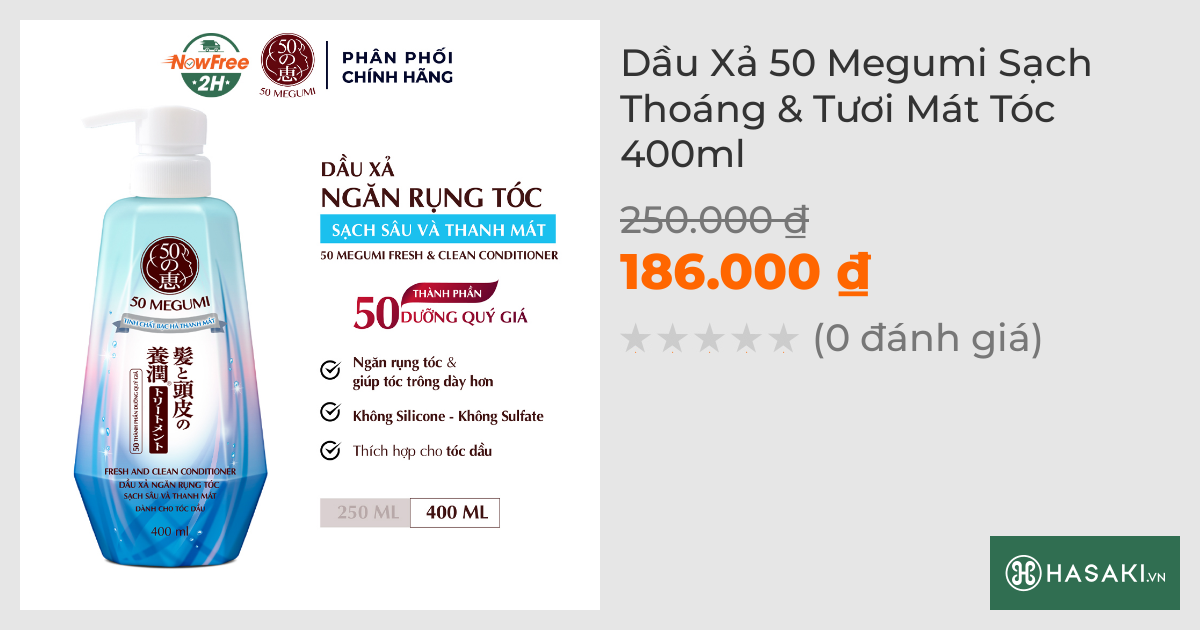 Dầu Xả 50 Megumi Sạch Thoáng & Tươi Mát Tóc 400ml