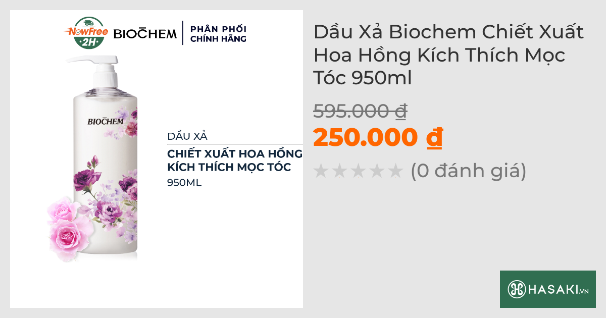 Dầu Xả Biochem Chiết Xuất Hoa Hồng Kích Thích Mọc Tóc 950ml