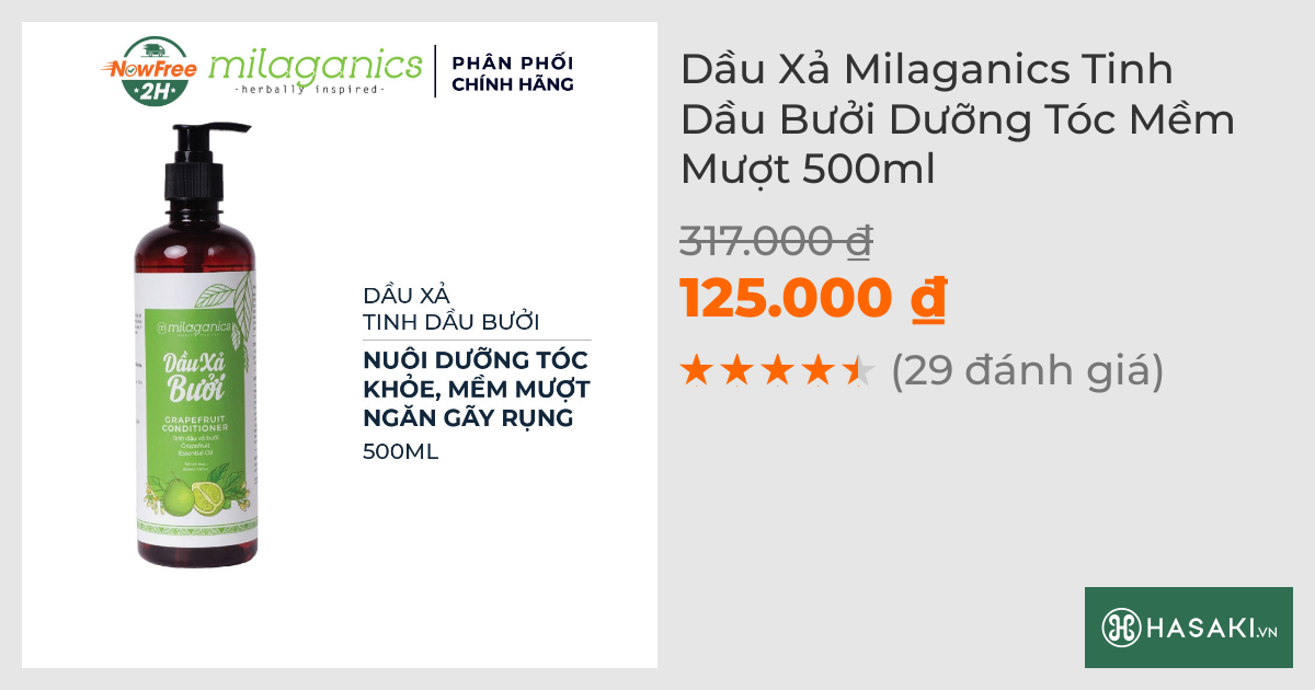 Dầu Xả Milaganics Tinh Dầu Bưởi Dưỡng Tóc Mềm Mượt 500ml