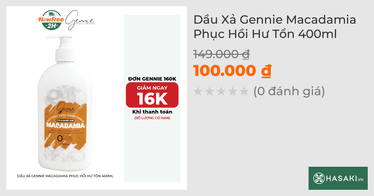 Dầu Xả Gennie Macadamia Phục Hồi Hư Tổn 400ml