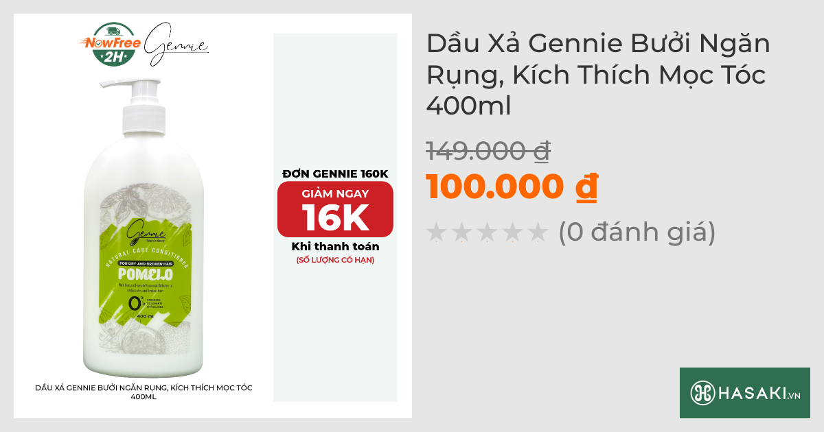 Dầu Xả Gennie Bưởi Ngăn Rụng, Kích Thích Mọc Tóc 400ml