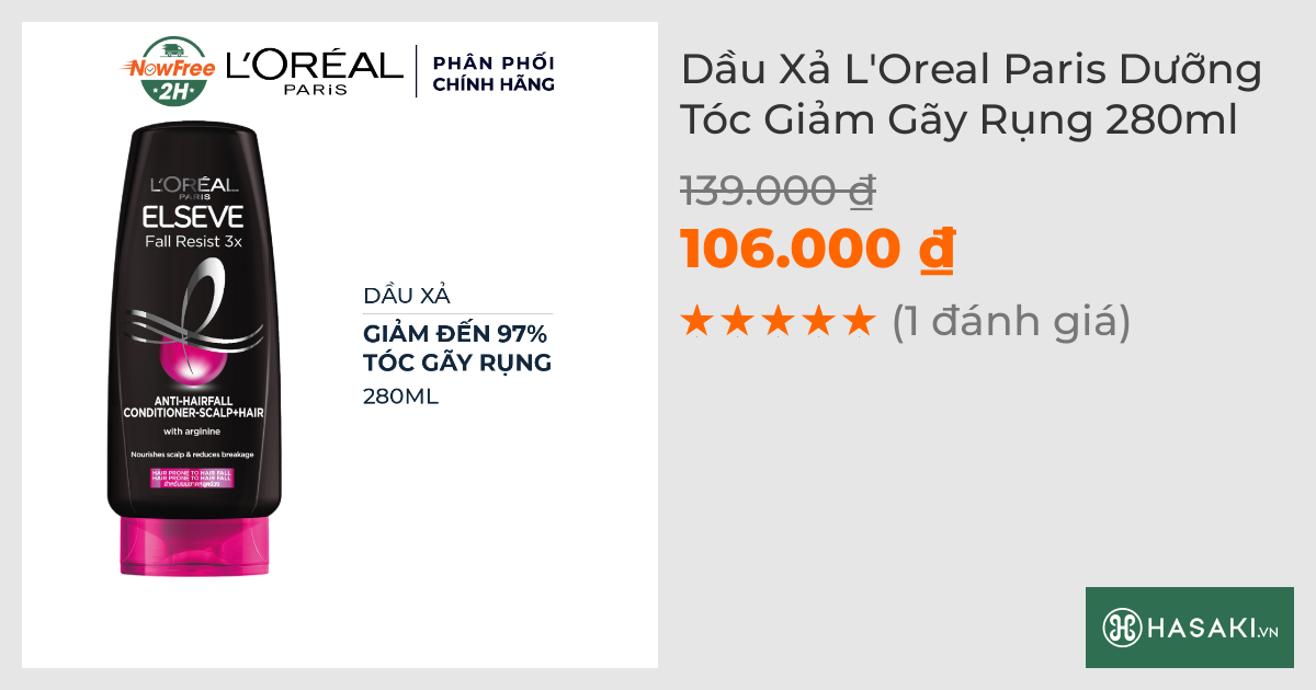 Dầu Xả L'Oreal Paris Dưỡng Tóc Giảm Gãy Rụng 280ml