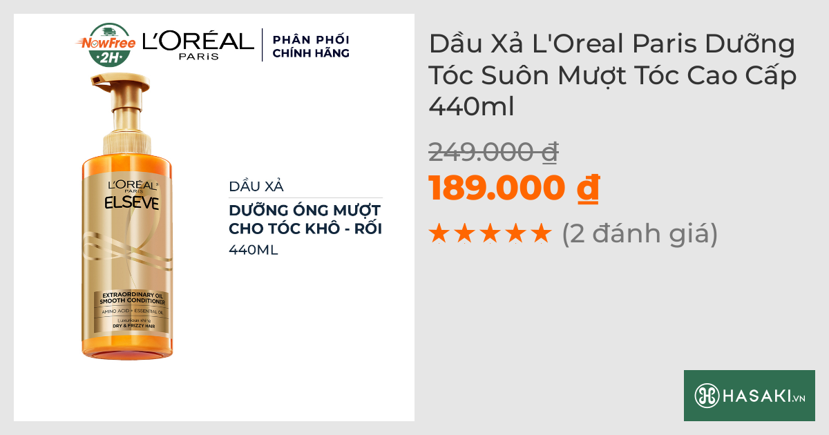 Dầu Xả L'Oreal Paris Dưỡng Tóc Suôn Mượt Tóc Cao Cấp 440ml