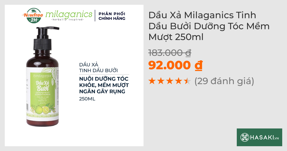 Dầu Xả Milaganics Tinh Dầu Bưởi Dưỡng Tóc Mềm Mượt 250ml