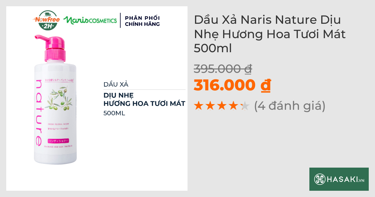 Dầu Xả Naris Nature Dịu Nhẹ Hương Hoa Tươi Mát 500ml