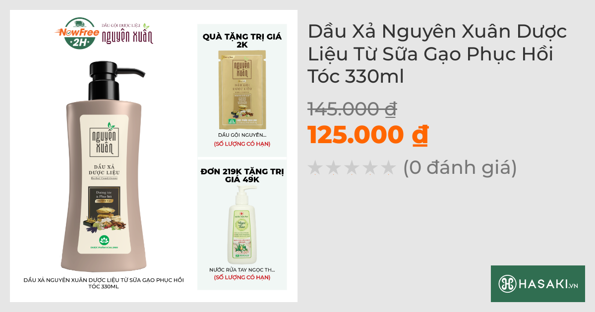 Dầu Xả Nguyên Xuân Dược Liệu Từ Sữa Gạo Phục Hồi Tóc 300ml