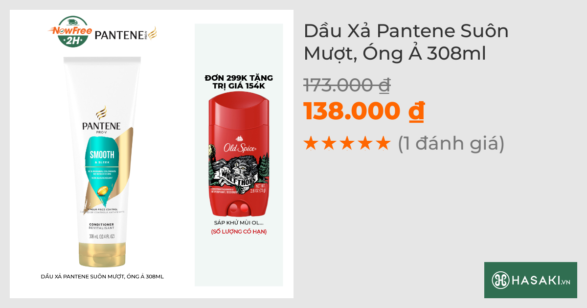 Dầu Xả Pantene Suôn Mượt, Óng Ả 308ml