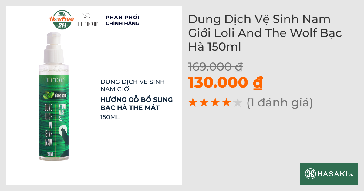 Dung Dịch Vệ Sinh Nam Giới Loli And The Wolf Bạc Hà 150ml