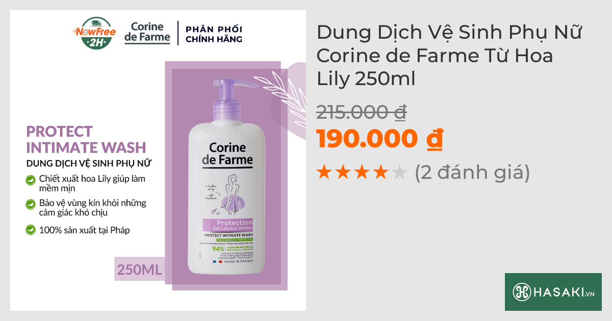 Dung Dịch Vệ Sinh Phụ Nữ Corine de Farme Từ Hoa Lily 250ml