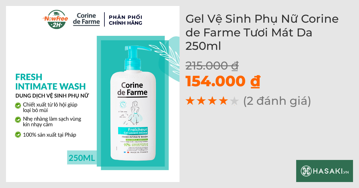 Gel Vệ Sinh Phụ Nữ Corine de Farme Tươi Mát Da 250ml