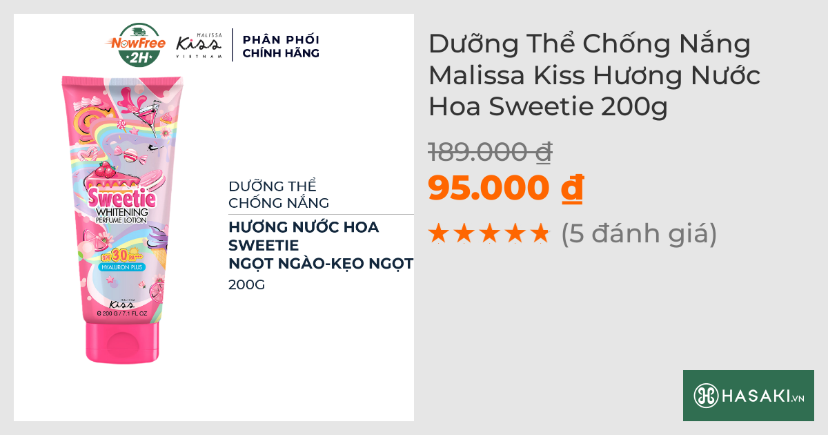 Dưỡng Thể Chống Nắng Malissa Kiss Hương Nước Hoa Sweetie 200g