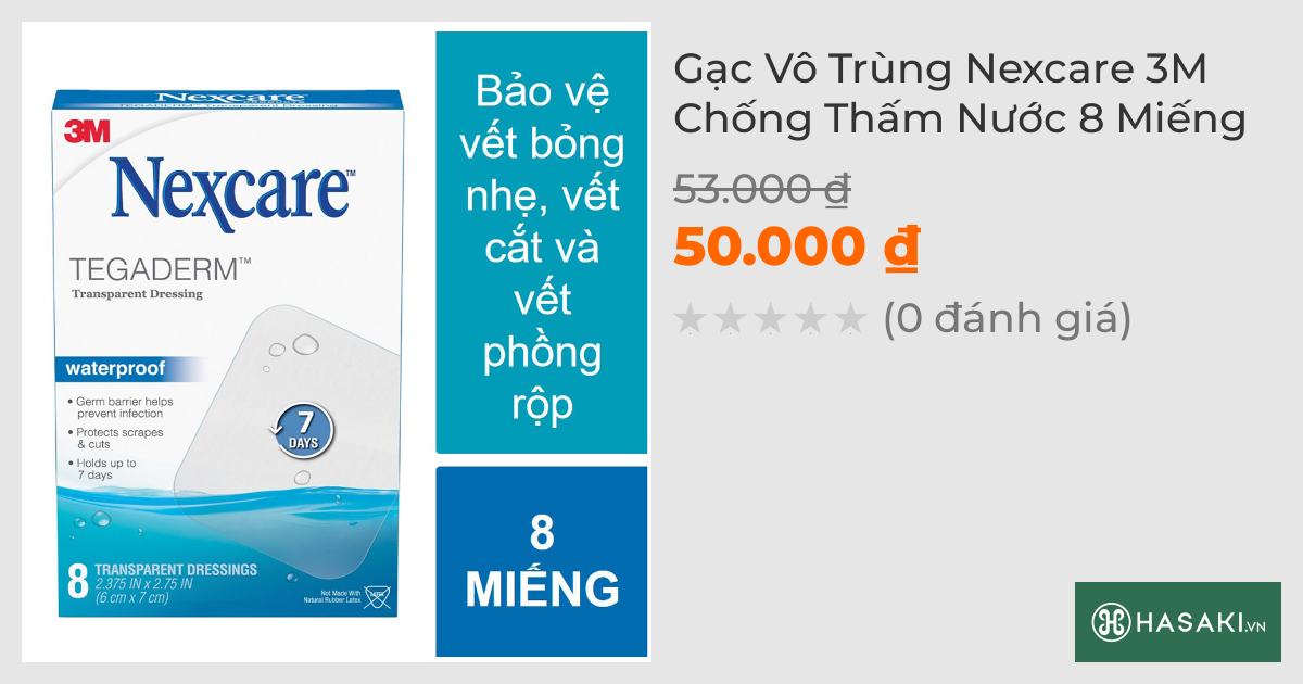 Gạc Vô Trùng Nexcare 3M Chống Thấm Nước 8 Miếng