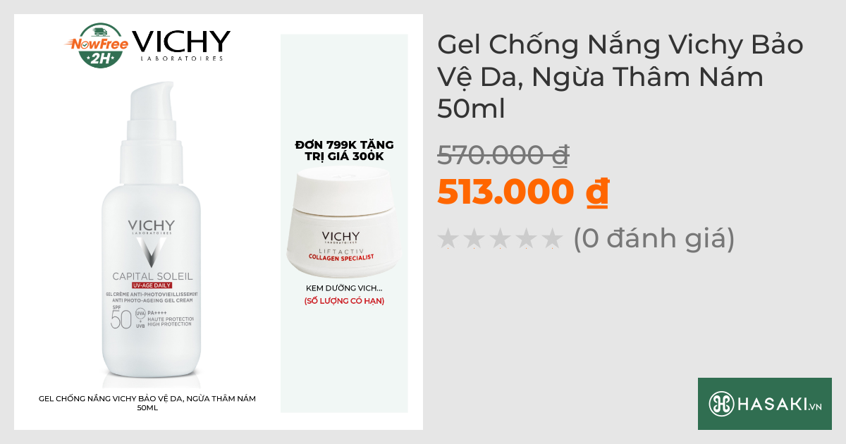 Gel Chống Nắng Vichy Bảo Vệ Da, Ngừa Thâm Nám 50ml