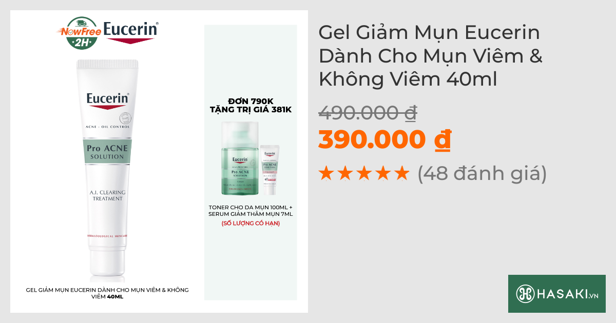 Gel Giảm Mụn Eucerin Dành Cho Mụn Viêm & Không Viêm 40ml