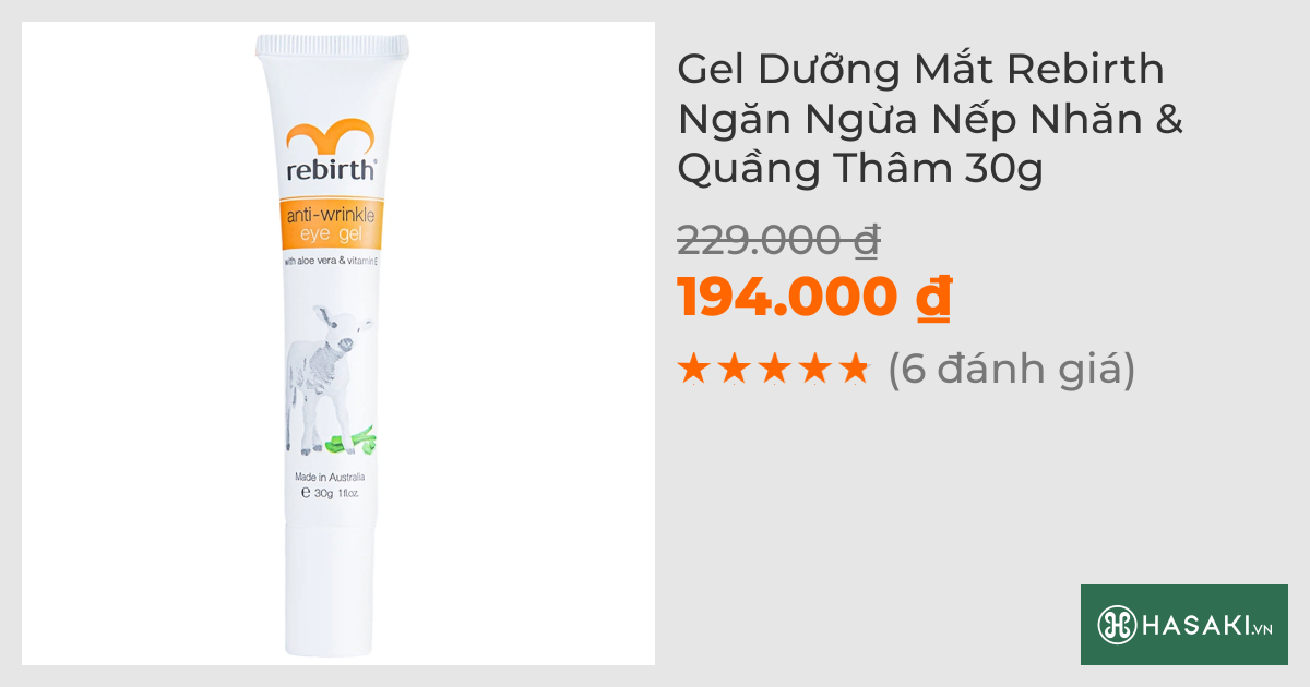 Gel Dưỡng Mắt Rebirth Ngăn Ngừa Nếp Nhăn & Quầng Thâm 30g