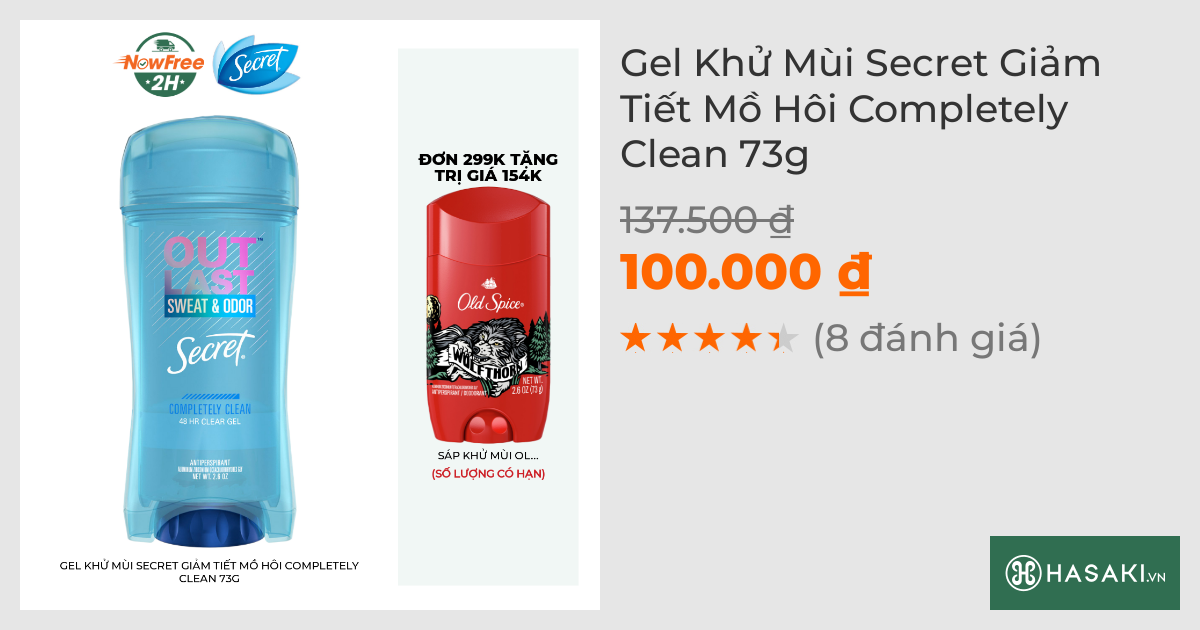 Gel Khử Mùi Secret Giảm Tiết Mồ Hôi Completely Clean 73g