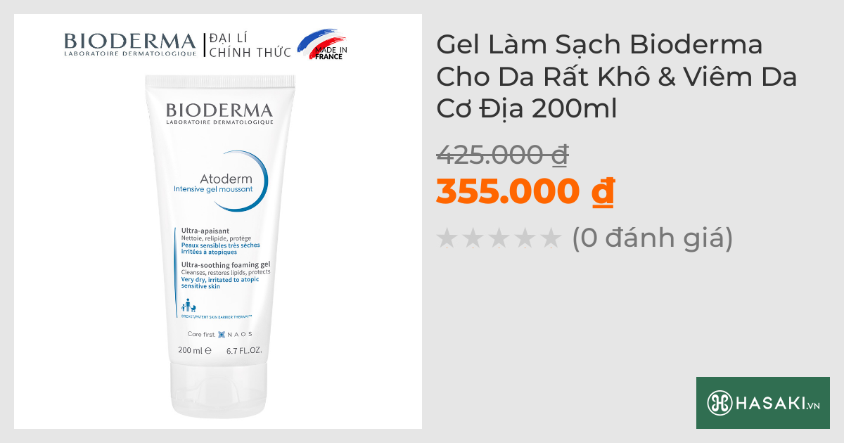 Gel Làm Sạch Bioderma Cho Da Rất Khô & Viêm Da Cơ Địa 200ml