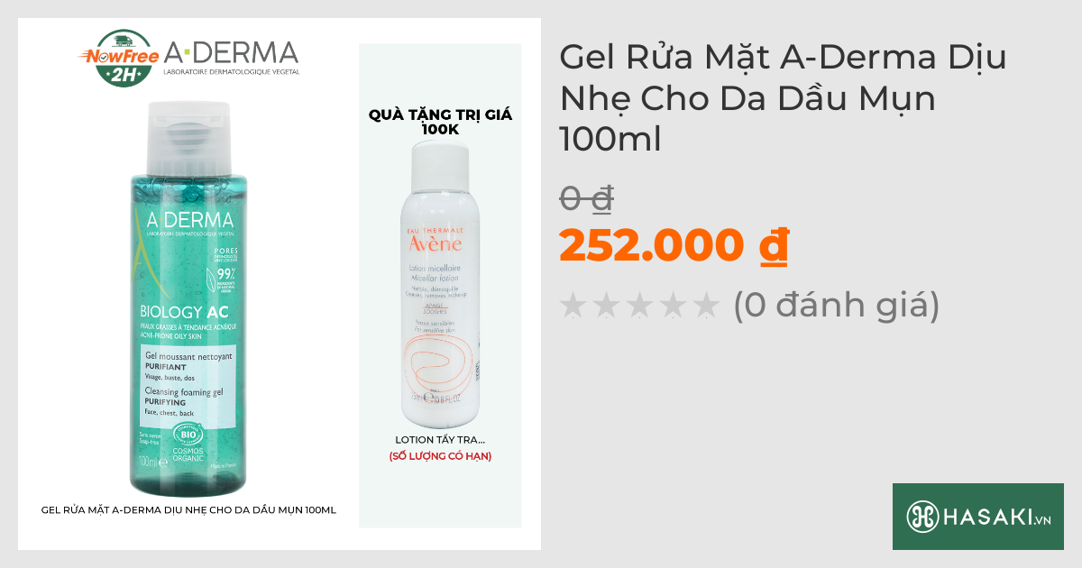 Gel Rửa Mặt A-Derma Dịu Nhẹ Cho Da Dầu Mụn 100ml