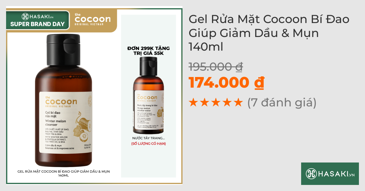 Gel Rửa Mặt Cocoon Bí Đao Giúp Giảm Dầu & Mụn 140ml