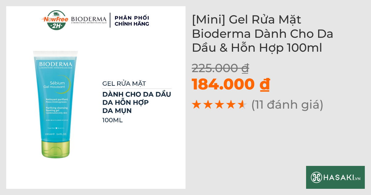 [Mini] Gel Rửa Mặt Bioderma Dành Cho Da Dầu & Hỗn Hợp 100ml