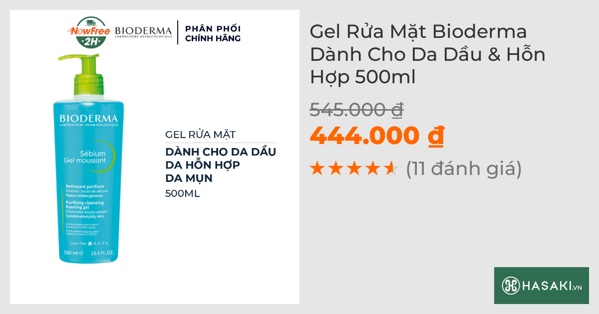 Gel Rửa Mặt Bioderma Dành Cho Da Dầu & Hỗn Hợp 500ml