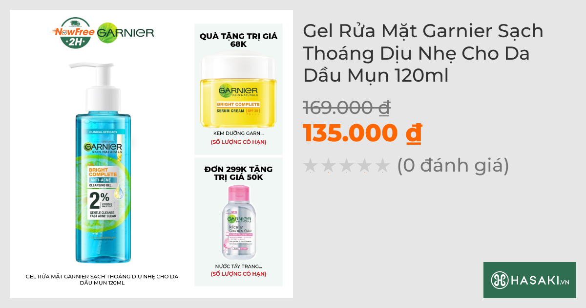 Gel Rửa Mặt Garnier Sạch Thoáng Dịu Nhẹ Cho Da Dầu Mụn 120ml