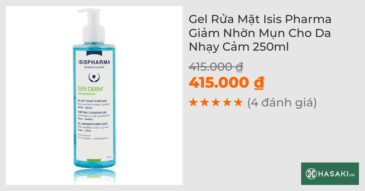 Gel Rửa Mặt Isis Pharma Giảm Nhờn Mụn Cho Da Nhạy Cảm 250ml