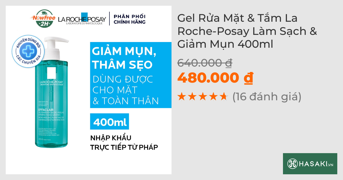 Gel Rửa Mặt & Tắm La Roche-Posay Làm Sạch & Giảm Mụn 400ml