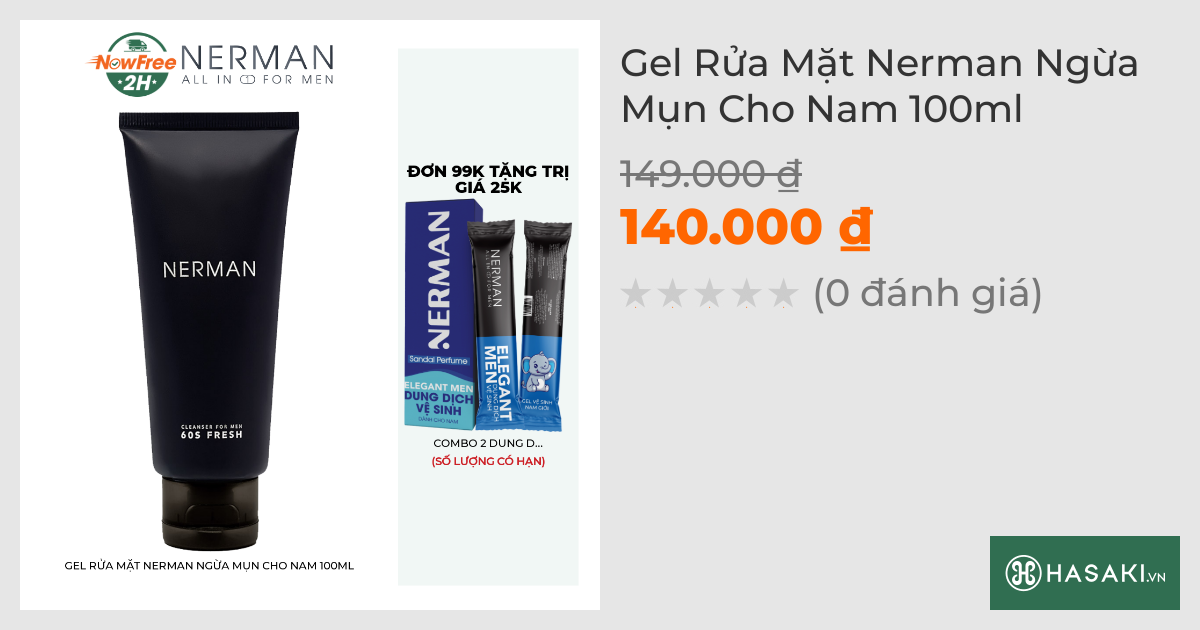 Gel Rửa Mặt Nerman Ngừa Mụn Cho Nam 100ml