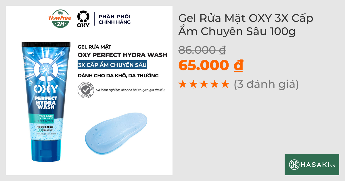 Gel Rửa Mặt OXY 3X Cấp Ẩm Chuyên Sâu 100g