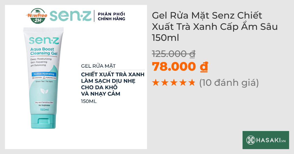 Gel Rửa Mặt Senz Chiết Xuất Trà Xanh Cấp Ẩm Sâu 150ml