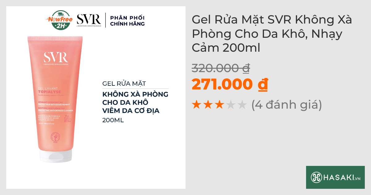 Gel Rửa Mặt SVR Không Xà Phòng Cho Da Khô, Nhạy Cảm 200ml