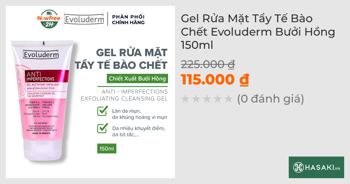 Gel Rửa Mặt Tẩy Tế Bào Chết Evoluderm Bưởi Hồng 150ml