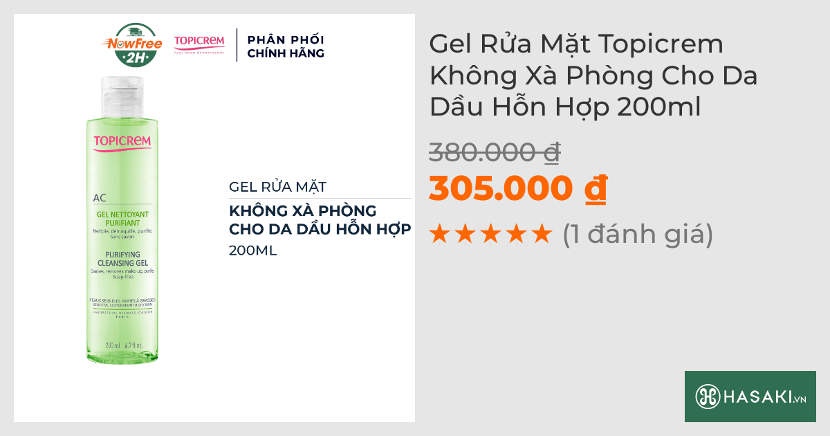 Gel Rửa Mặt Topicrem Không Xà Phòng Cho Da Dầu Hỗn Hợp 200ml