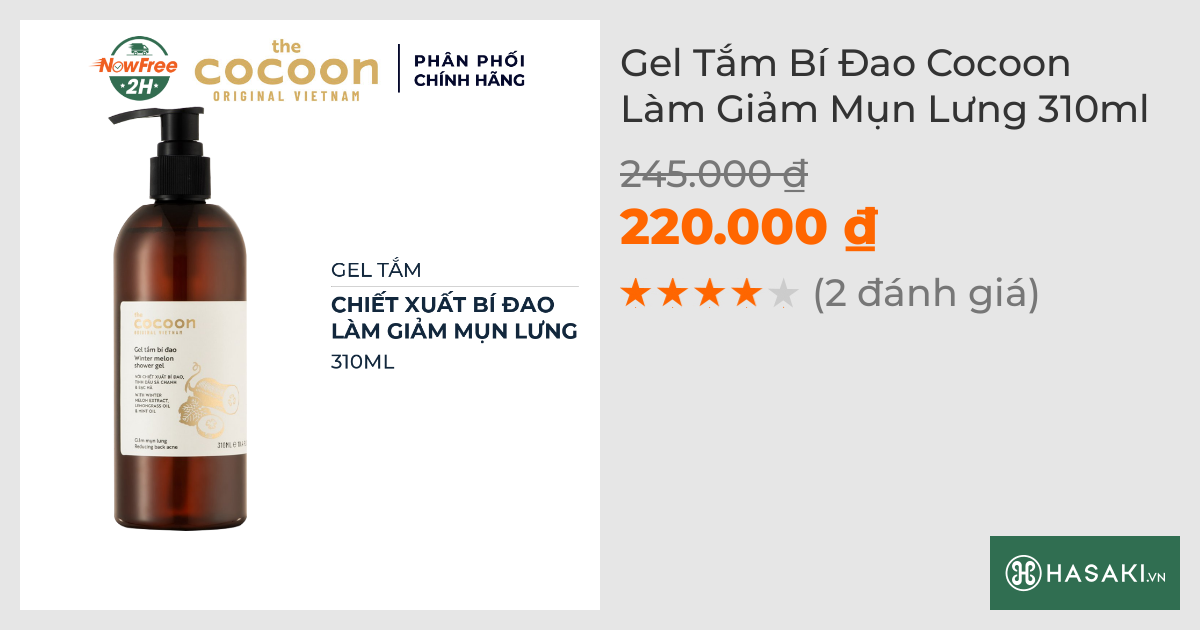 Gel Tắm Bí Đao Cocoon Làm Giảm Mụn Lưng 310ml