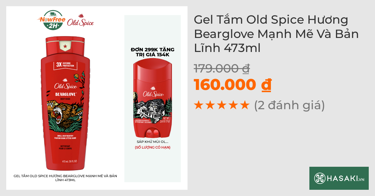 Gel Tắm Old Spice Hương Bearglove Mạnh Mẽ Và Bản Lĩnh 473ml