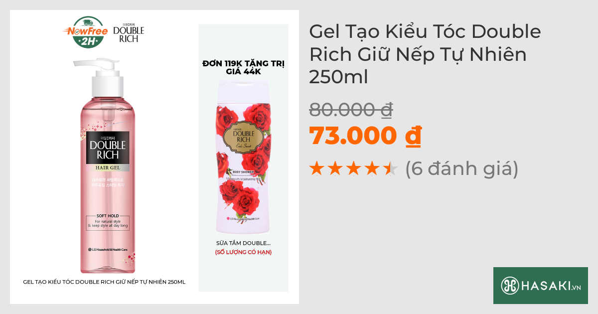 Gel Tạo Kiểu Tóc Double Rich Giữ Nếp Tự Nhiên 250ml