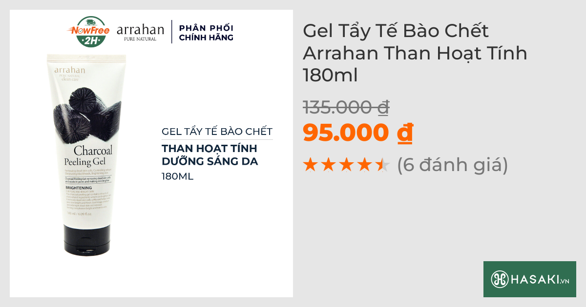 Gel Tẩy Tế Bào Chết Arrahan Than Hoạt Tính 180ml