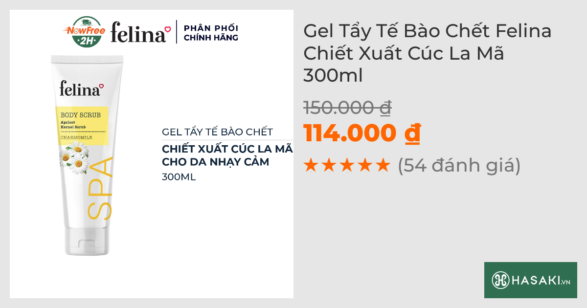 Gel Tẩy Tế Bào Chết Felina Chiết Xuất Cúc La Mã 300ml